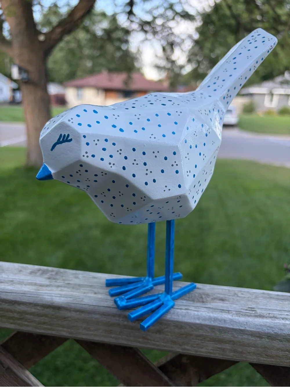 Handpainted Bird Figure - Blue & White Mr. Turdly Burd